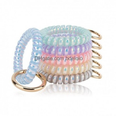 Colorful Spiral Coil Keychains & Lanyards for Women - Wristlet Keyring Holder