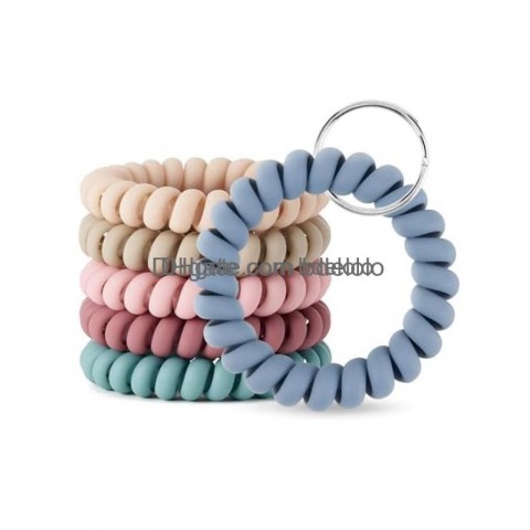 Colorful Spiral Coil Keychains & Lanyards for Women - Wristlet Keyring Holder