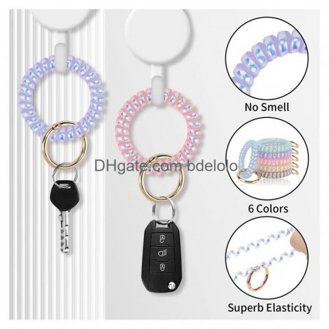 Colorful Spiral Coil Keychains & Lanyards for Women - Wristlet Keyring Holder
