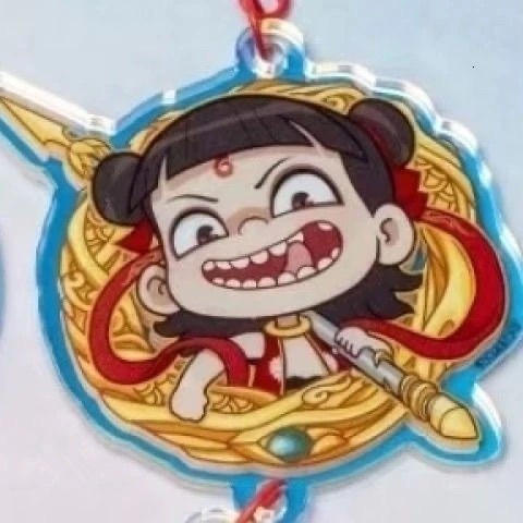 Nezha Magic Children's Acrylic Keychain Clock Pendant, Gray Tin Alloy for Boys