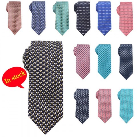 Tailor Smith Lavender Silk Novelty Necktie for Men with Bee and Butterfly Patterns