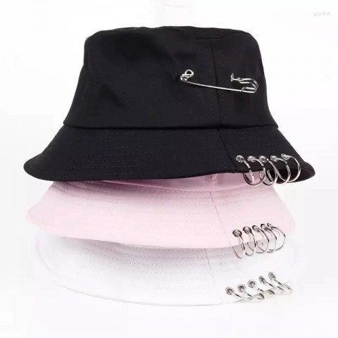 Unisex Beret with Brooch Ring, Fashionable Fisherman's Hat, Outdoor Beach Sun Hat