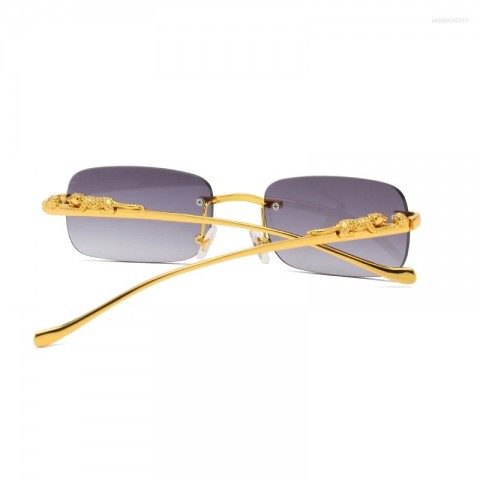Cheetah Print 3PC Fashion Metal Rimless Sunglasses for Men and Women