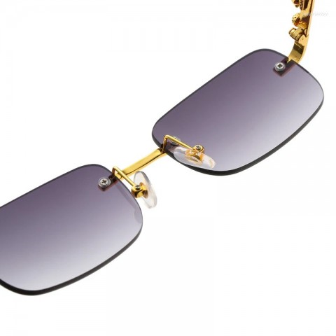 Cheetah Print 3PC Fashion Metal Rimless Sunglasses for Men and Women