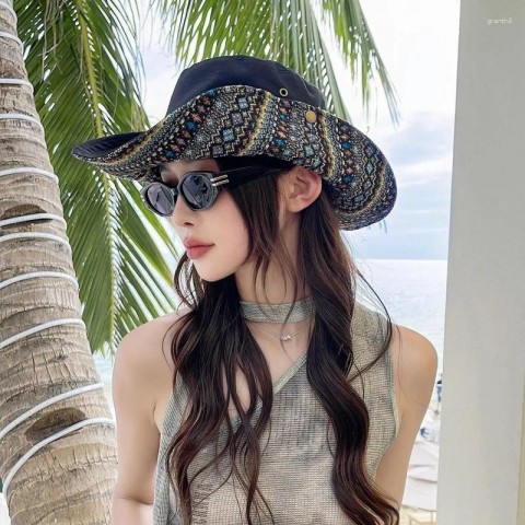 Beret Summer Bucket Hat for Women - Wide Brim Sun Protection