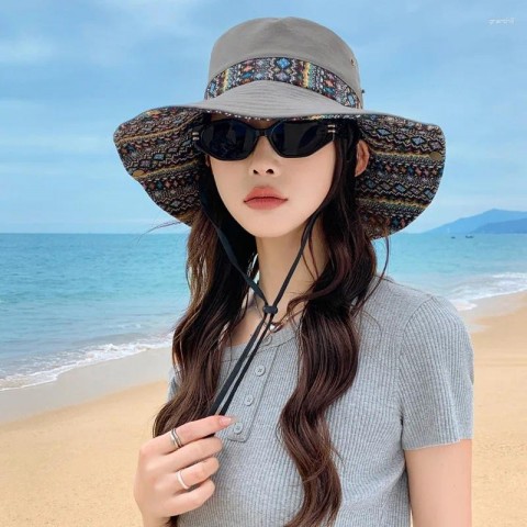 Beret Summer Bucket Hat for Women - Wide Brim Sun Protection