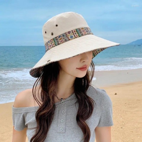 Beret Summer Bucket Hat for Women - Wide Brim Sun Protection