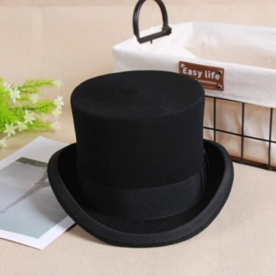 Wool Flat Fedora Hat for Men - Versatile Steampunk Style Unisex Top Hat