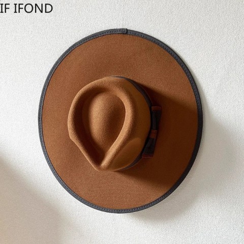 Elegant Brown Silk Fedora Hat for Men - Stylish 9.5cm Brim