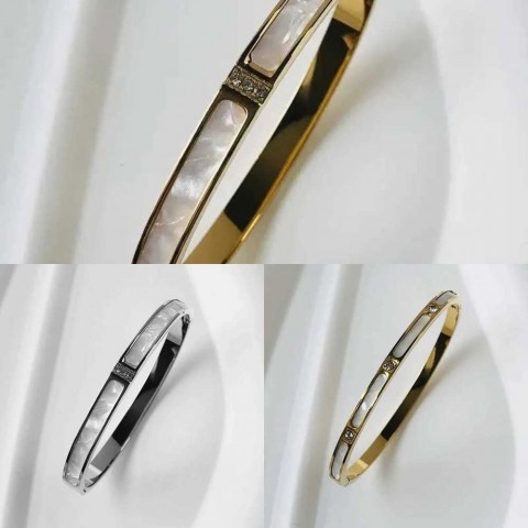 Luxury Women's Zircon Inlaid Bangle Bracelets - Waterproof Stainless Steel Jewelry Gifts
