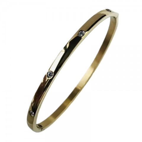 Luxury Women's Zircon Inlaid Bangle Bracelets - Waterproof Stainless Steel Jewelry Gifts