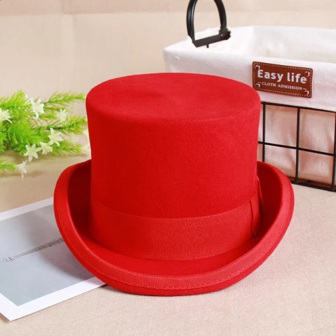 Wool Flat Fedora Hat for Men - Versatile Steampunk Style Unisex Top Hat