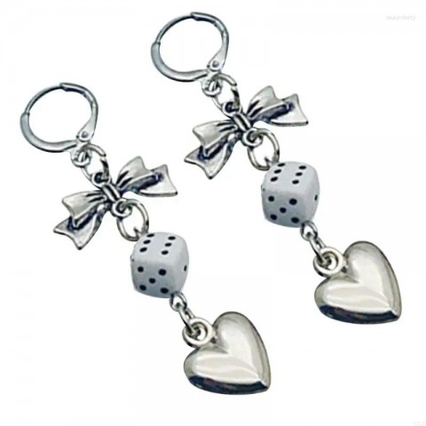Dangle Dice Earrings T21F Unisex Gold Fashion Accessory