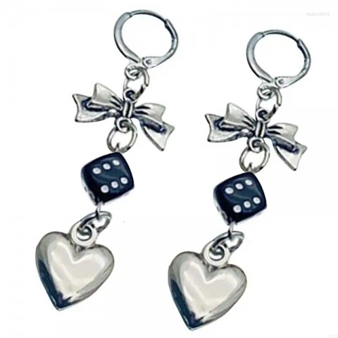 Dangle Dice Earrings T21F Unisex Gold Fashion Accessory