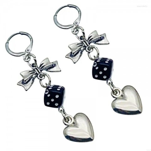 Dangle Dice Earrings T21F Unisex Gold Fashion Accessory