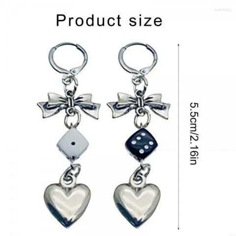 Dangle Dice Earrings T21F Unisex Gold Fashion Accessory