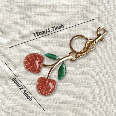 Cherry Charm Metal Keychain Lanyards for Men - Red, Black, Pink H250115