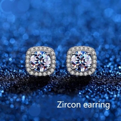YES D VVS1 Moissanite Stud Earrings for Women Men, Platinum Plated Sterling Silver