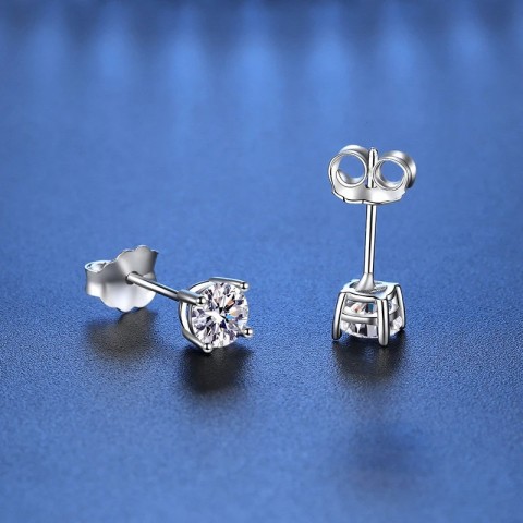 YES D VVS1 Moissanite Stud Earrings for Women Men, Platinum Plated Sterling Silver