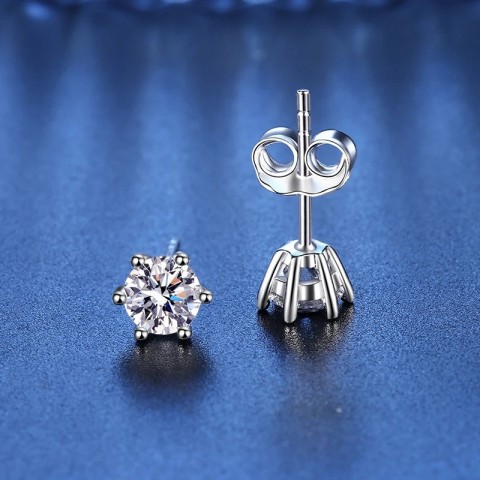 YES D VVS1 Moissanite Stud Earrings for Women Men, Platinum Plated Sterling Silver