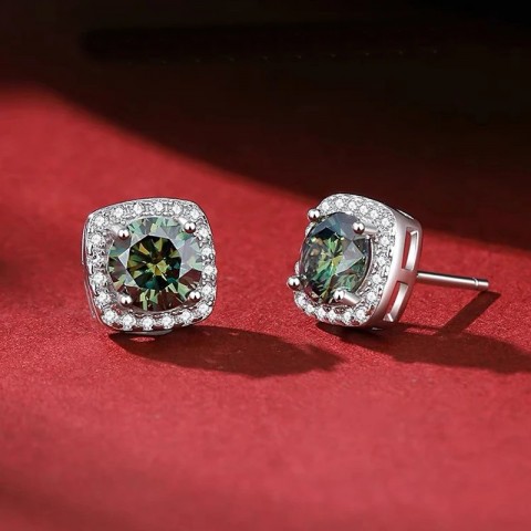 YES D VVS1 Moissanite Stud Earrings for Women Men, Platinum Plated Sterling Silver