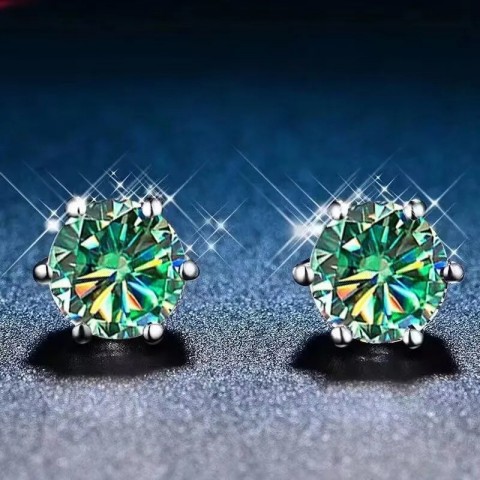 YES D VVS1 Moissanite Stud Earrings for Women Men, Platinum Plated Sterling Silver