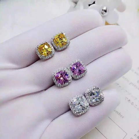 YES D VVS1 Moissanite Stud Earrings for Women Men, Platinum Plated Sterling Silver