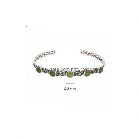 Huayi Vintage Bangle Sterling Silver Jewelry with Natural Larimar and Jasper for Women 240902