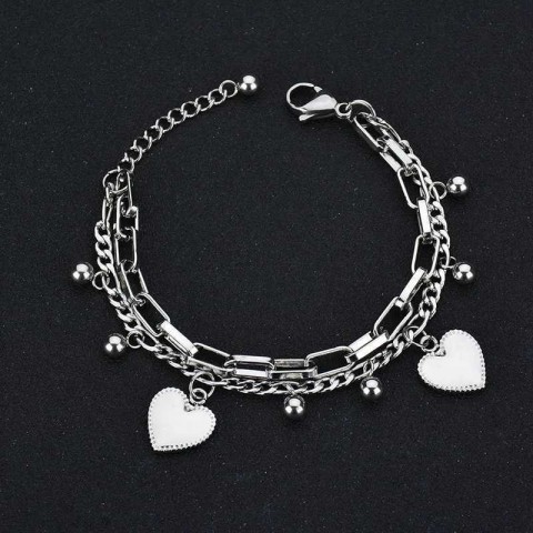 High Quality 316L Stainless Steel Heart Bangle for Women, Rustproof & Stylish Gold Color Wrist Jewelry Gift