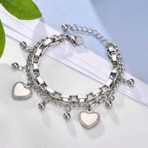 High Quality 316L Stainless Steel Heart Bangle for Women, Rustproof & Stylish Gold Color Wrist Jewelry Gift