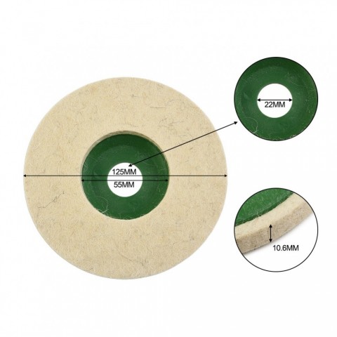 jumlee Wool Buffing Wheel, 5 Inch Diameter, Customizable for Commercial Use