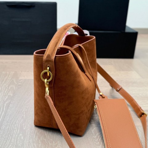 Luxury Women's Vintage Bucket Shoulder Bag with Hasp Closure