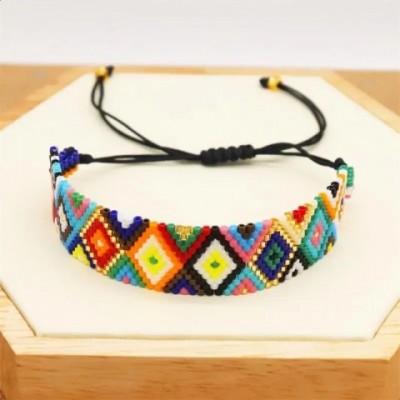 Name: ZHONGVI Bohemian Turkish Cuff Rainbow Bracelet for Women - Handmade Miyuki Beads 240813