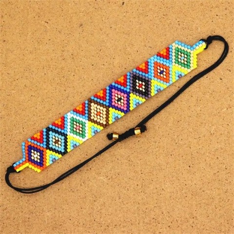 Name: ZHONGVI Bohemian Turkish Cuff Rainbow Bracelet for Women - Handmade Miyuki Beads 240813