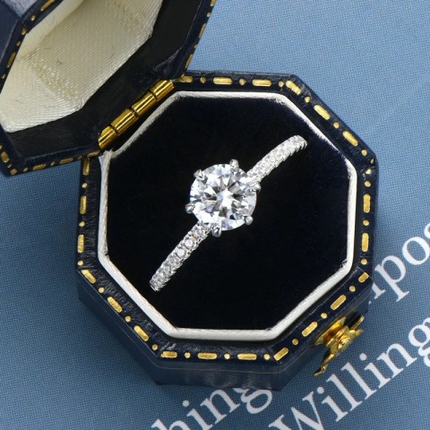 Anziw Women's 925 Silver 1CT Round Wedding Engagement Ring - Certified Quality