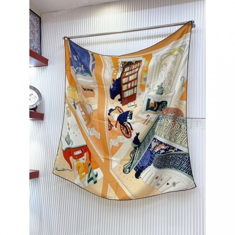 Luxury 140*140cm Designer H Silk Cashmere Square Scarf for Women