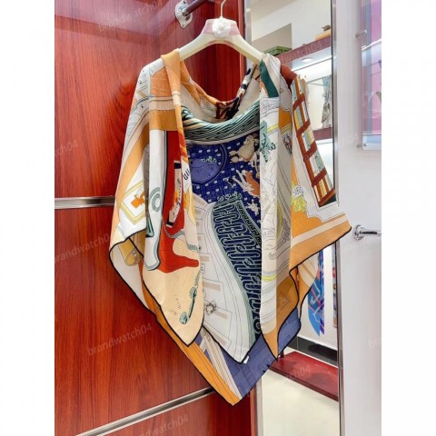 Luxury 140*140cm Designer H Silk Cashmere Square Scarf for Women