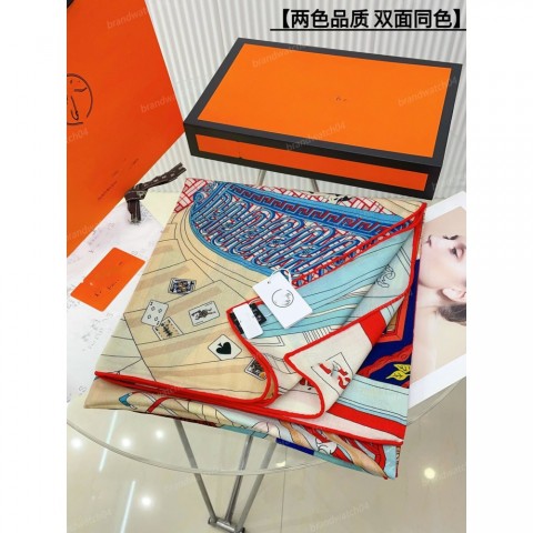 Luxury 140*140cm Designer H Silk Cashmere Square Scarf for Women