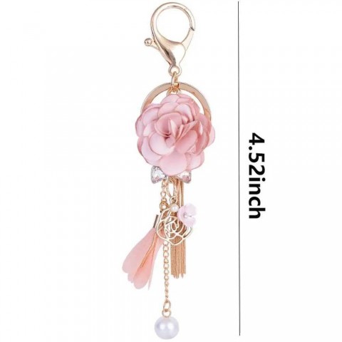 Y2K Style Resin Flower Pearl Pendant Keychain for Girls - Cool Bag Decoration