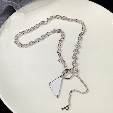 Chic Unisex Pendant Necklace with Inverted Triangle Design in Light Yellow Gold