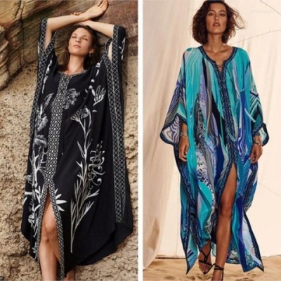 Elegance Swim Cover-Up for Women 2025 Solid Print Robe, Beach Tunic in Polyester