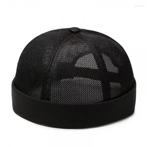 Unisex Breathable Mesh Beret Hat for Summer with Rolled Cuff