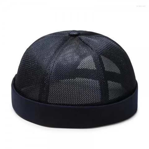 Unisex Breathable Mesh Beret Hat for Summer with Rolled Cuff