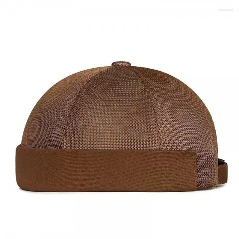 Unisex Breathable Mesh Beret Hat for Summer with Rolled Cuff