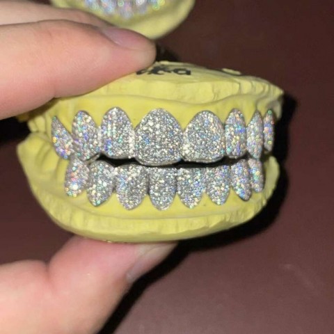 Moissanite Iced Out Teeth Grillz Sterling Silver Custom Hip Hop Jewelry