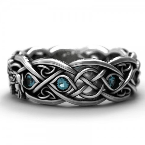 HUITAN Nordic Mythical Totem Viking Werewolf Band Ring for Men
