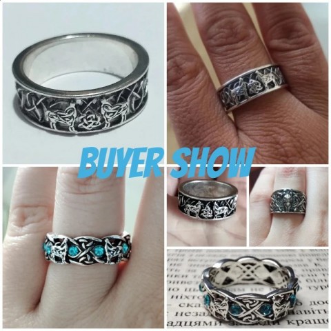 HUITAN Nordic Mythical Totem Viking Werewolf Band Ring for Men
