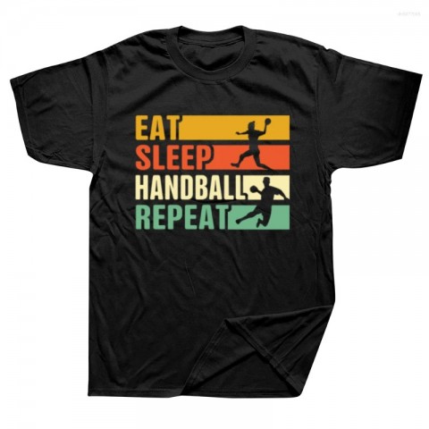 Men's Casual Cotton Eat Sleep Handball Repeat Graphic Tee