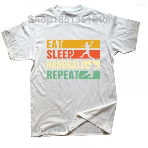 Men's Casual Cotton Eat Sleep Handball Repeat Graphic Tee