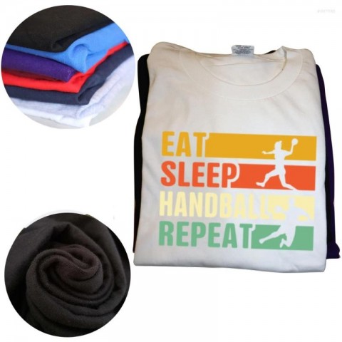 Men's Casual Cotton Eat Sleep Handball Repeat Graphic Tee